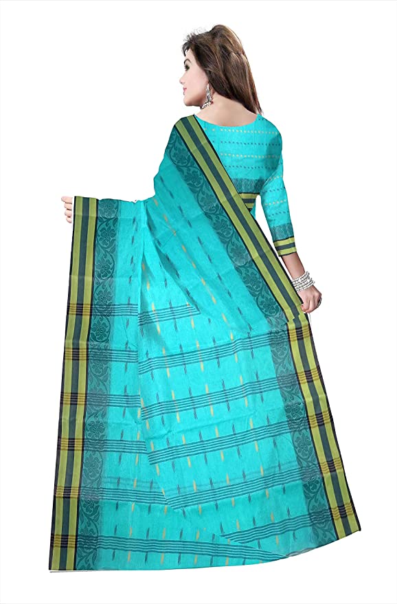 Pradip Fabrics Ethnic Women's Cotton Tant Sea Green Color Saree