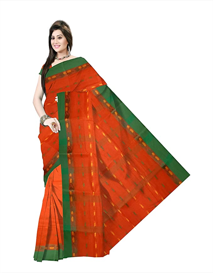 Pradip Fabrics Ethnic Women's Cotton Tant Orange Color Saree
