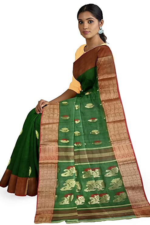 Pradip Fabrics Printed Tant cotton Silk Blend Saree