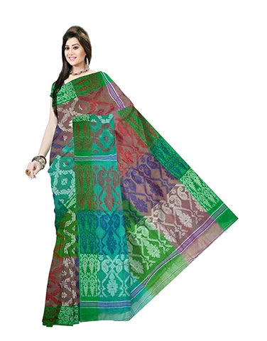Pradip Fabrics Woven Tant Cotton All Over Dhakai Jamdani Multicolor Saree