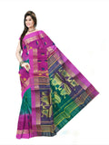Pradip Fabrics Ethnic Women's Tant Silk Light Green and Pink ColorBaluchuri Saree