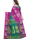 Pradip Fabrics Ethnic Women's Tant Silk Light Green and Pink ColorBaluchuri Saree