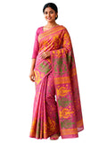 Pradip Fabrics Woven Tant Cotton Silk Saree (Blue, Yellow)