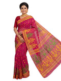 Pradip Fabrics Woven Tant Cotton Silk Saree (Blue, Yellow)
