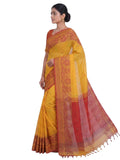 Pradip Fabrics Woven Tant Silk Blend Saree (Green, Blue)