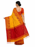 Pradip Fabrics Woven Tant Silk Blend Saree (Green, Blue)
