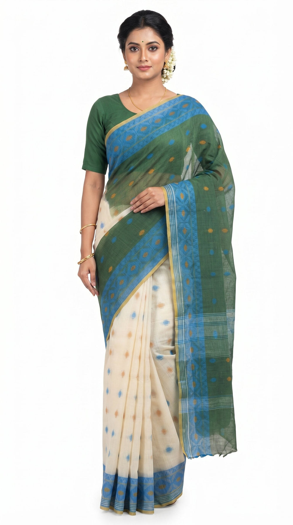 Pradip Fabrics Woven Tant Cotton Jute Saree