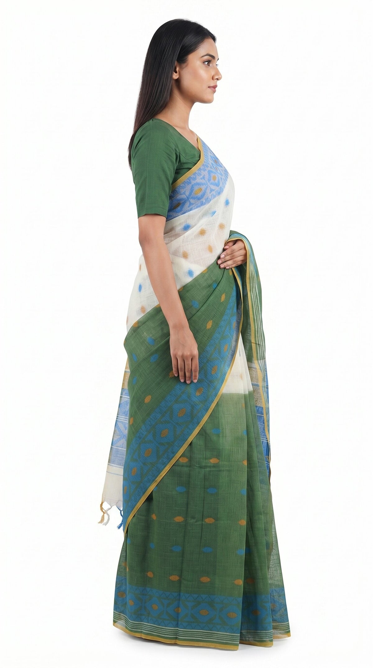 Pradip Fabrics Woven Tant Cotton Jute Saree