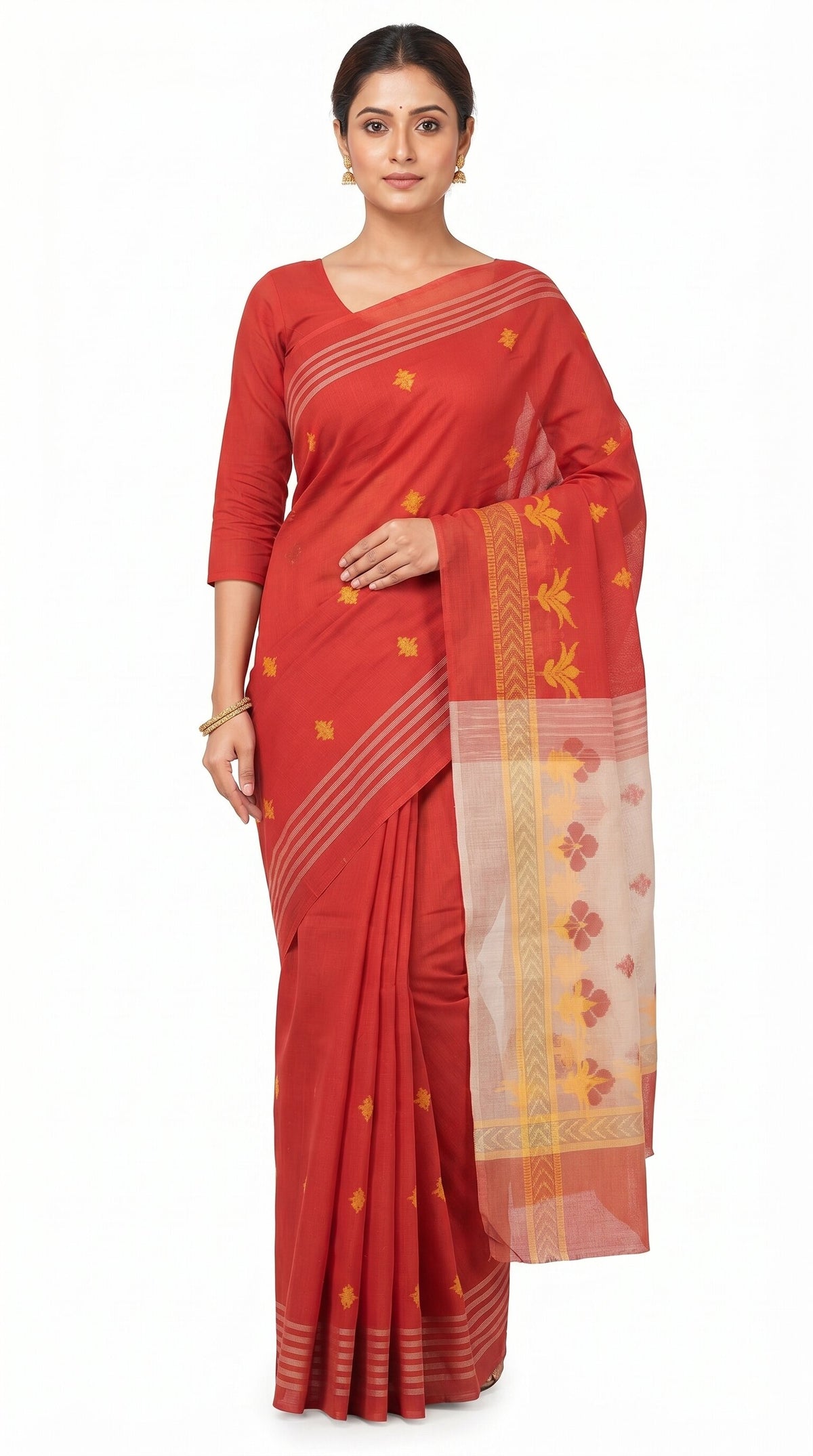 Pradip Fabrics Woven Tant Cotton Jute Saree