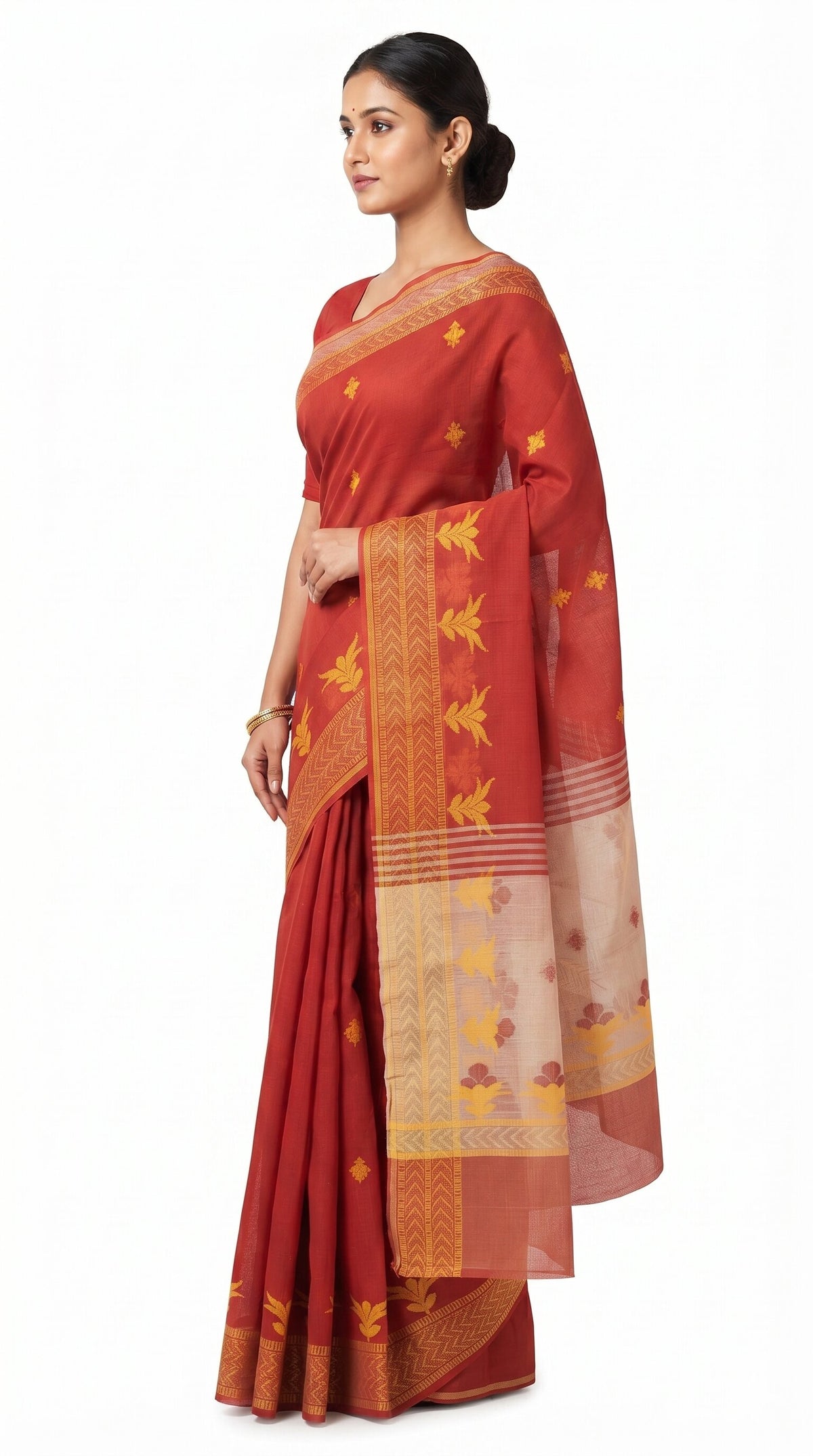 Pradip Fabrics Woven Tant Cotton Jute Saree