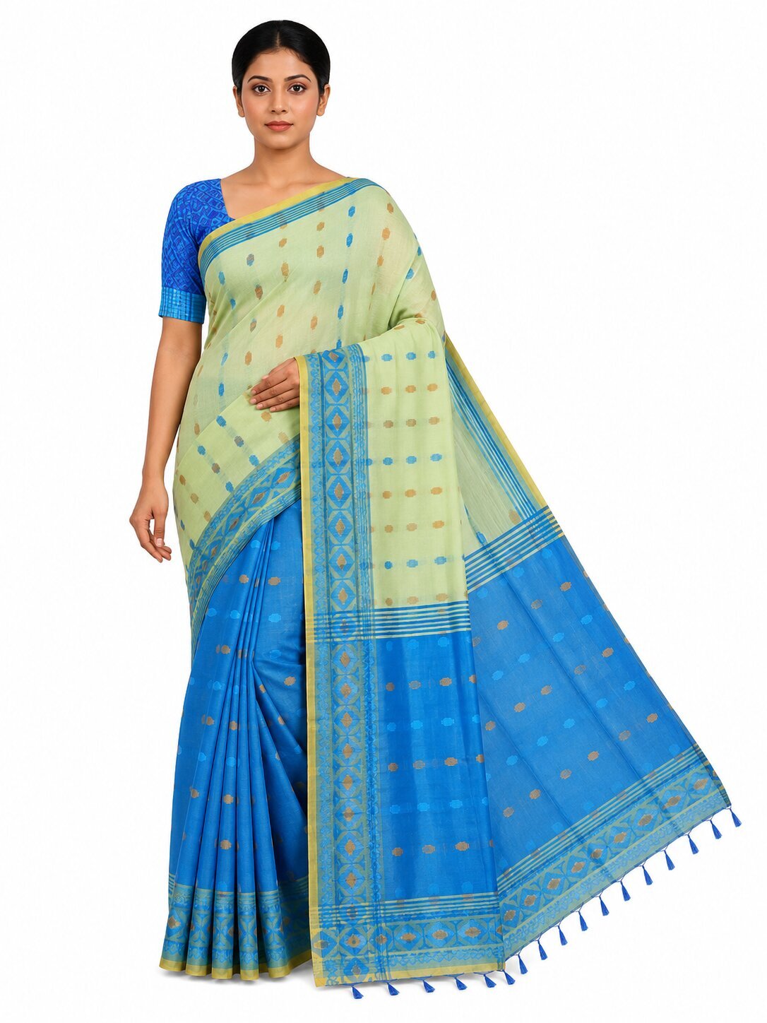 Pradip Fabrics Woven Tant Cotton Jute Saree