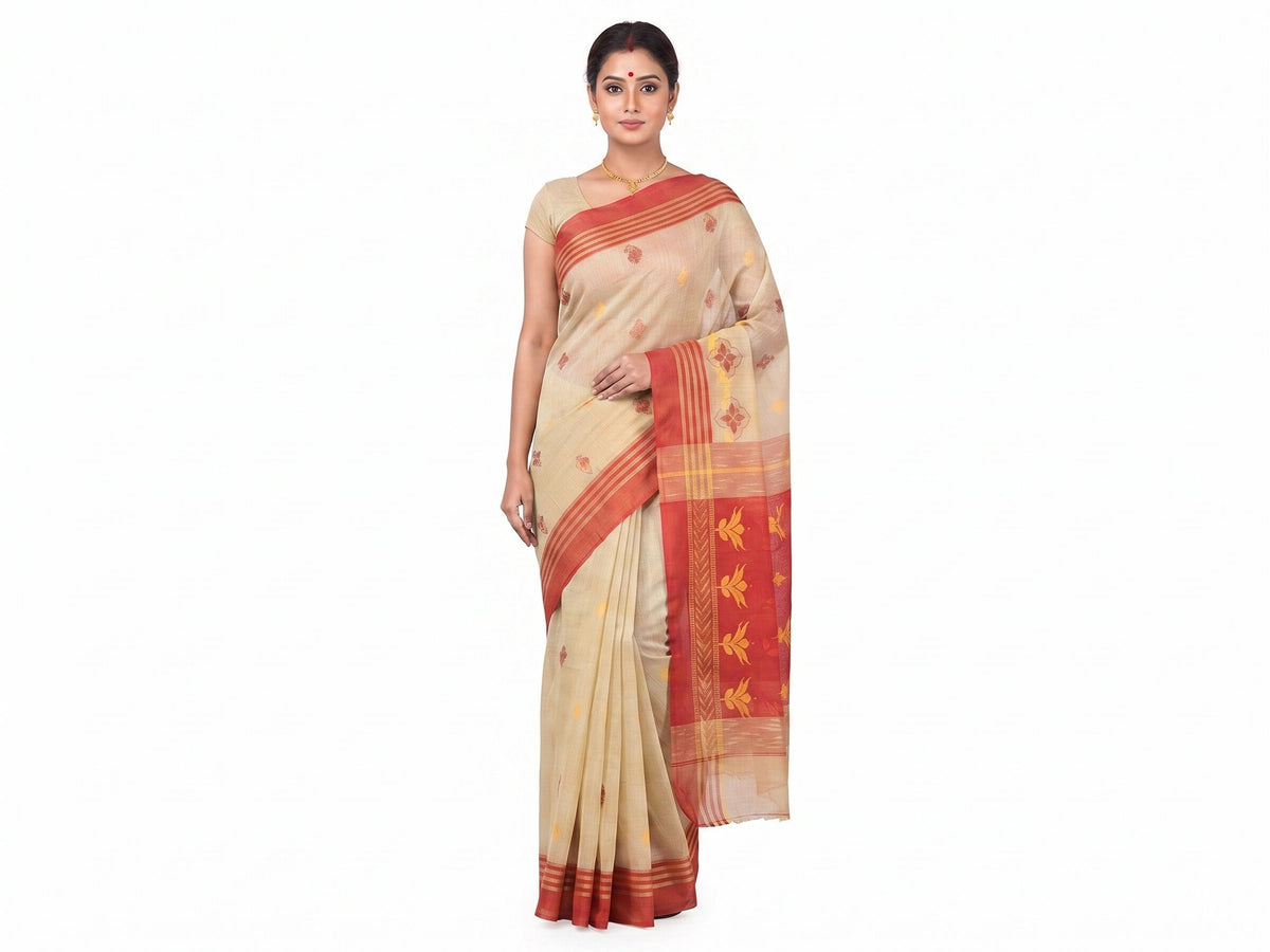 Pradip Fabrics Woven Tant Cotton Jute Saree