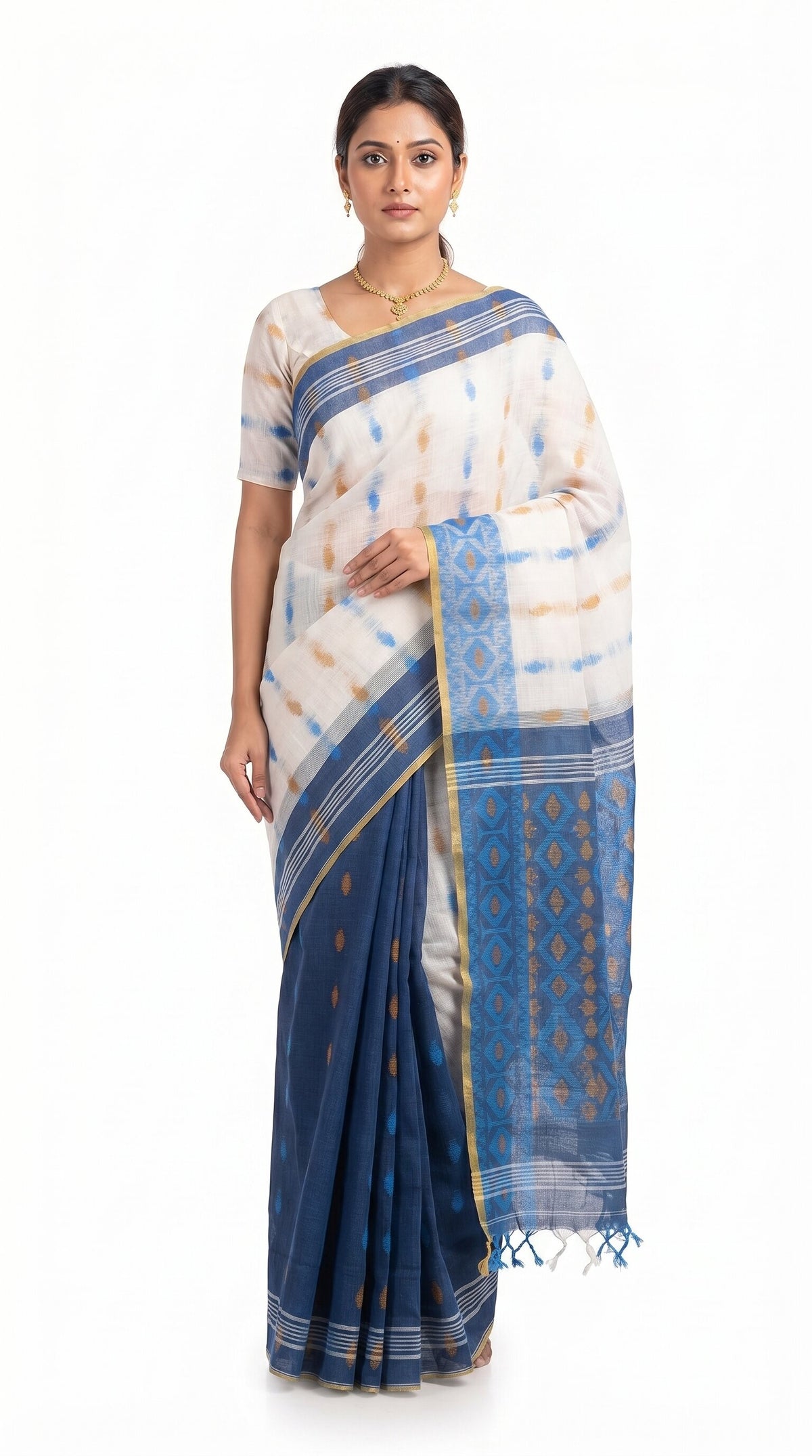 Pradip Fabrics Woven Tant Cotton Jute Saree