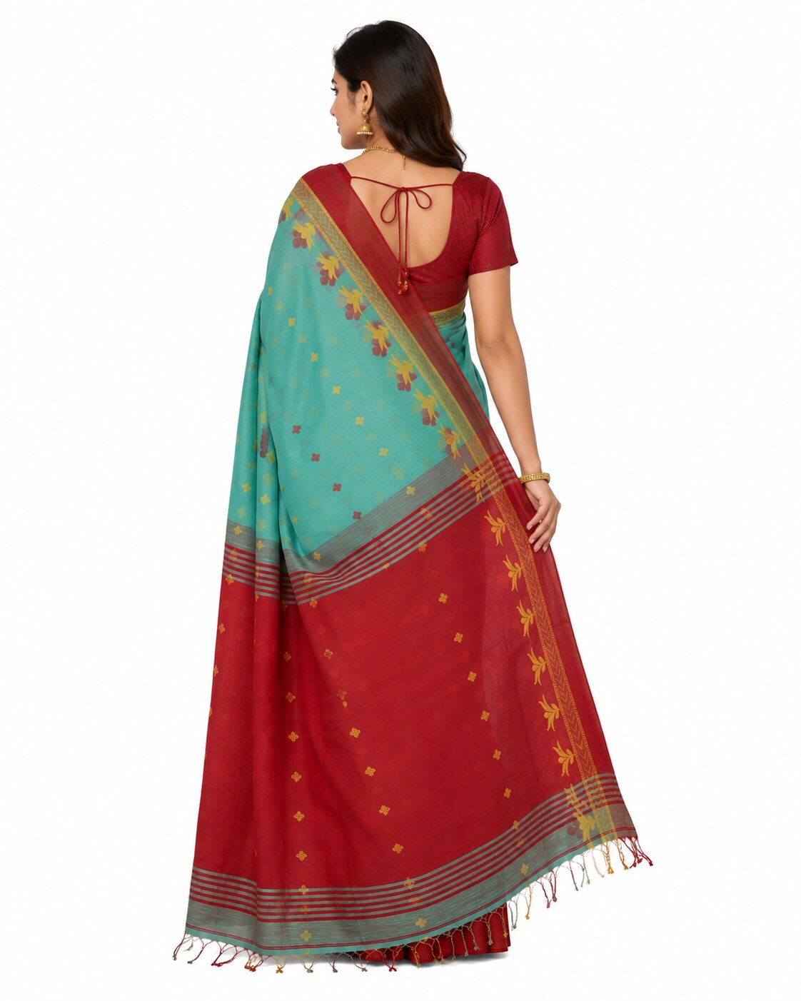 Pradip Fabrics Woven Tant Cotton Jute Saree