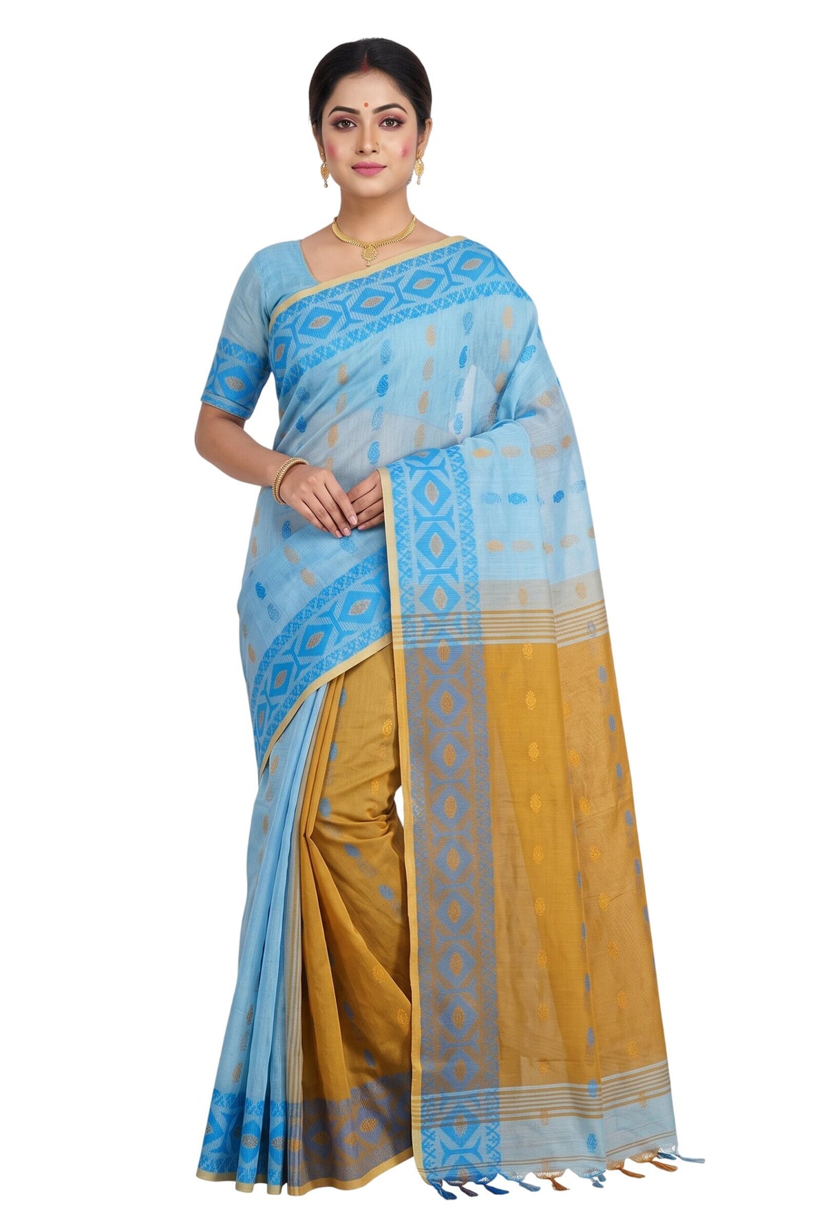 Pradip Fabrics Woven Tant Cotton Jute Saree