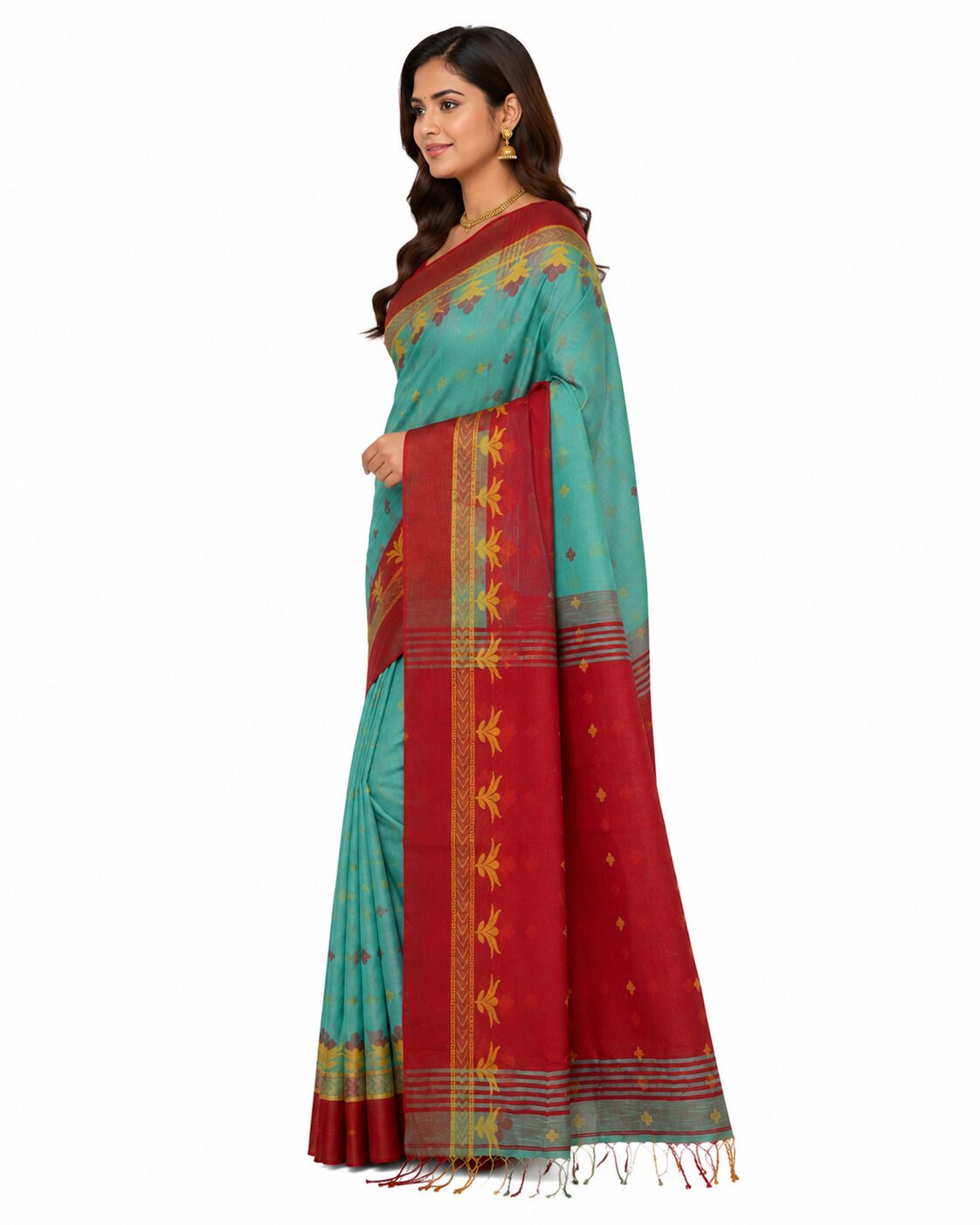 Pradip Fabrics Woven Tant Cotton Jute Saree