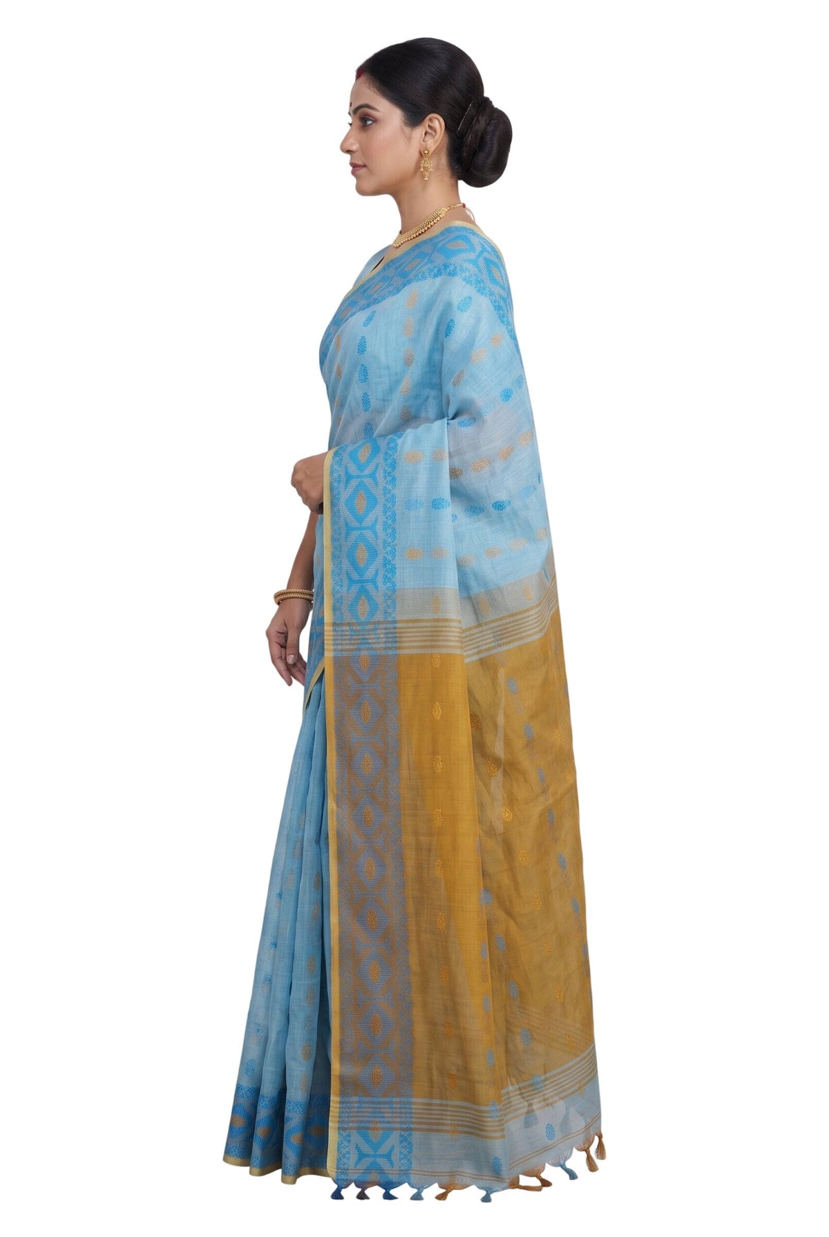 Pradip Fabrics Woven Tant Cotton Jute Saree