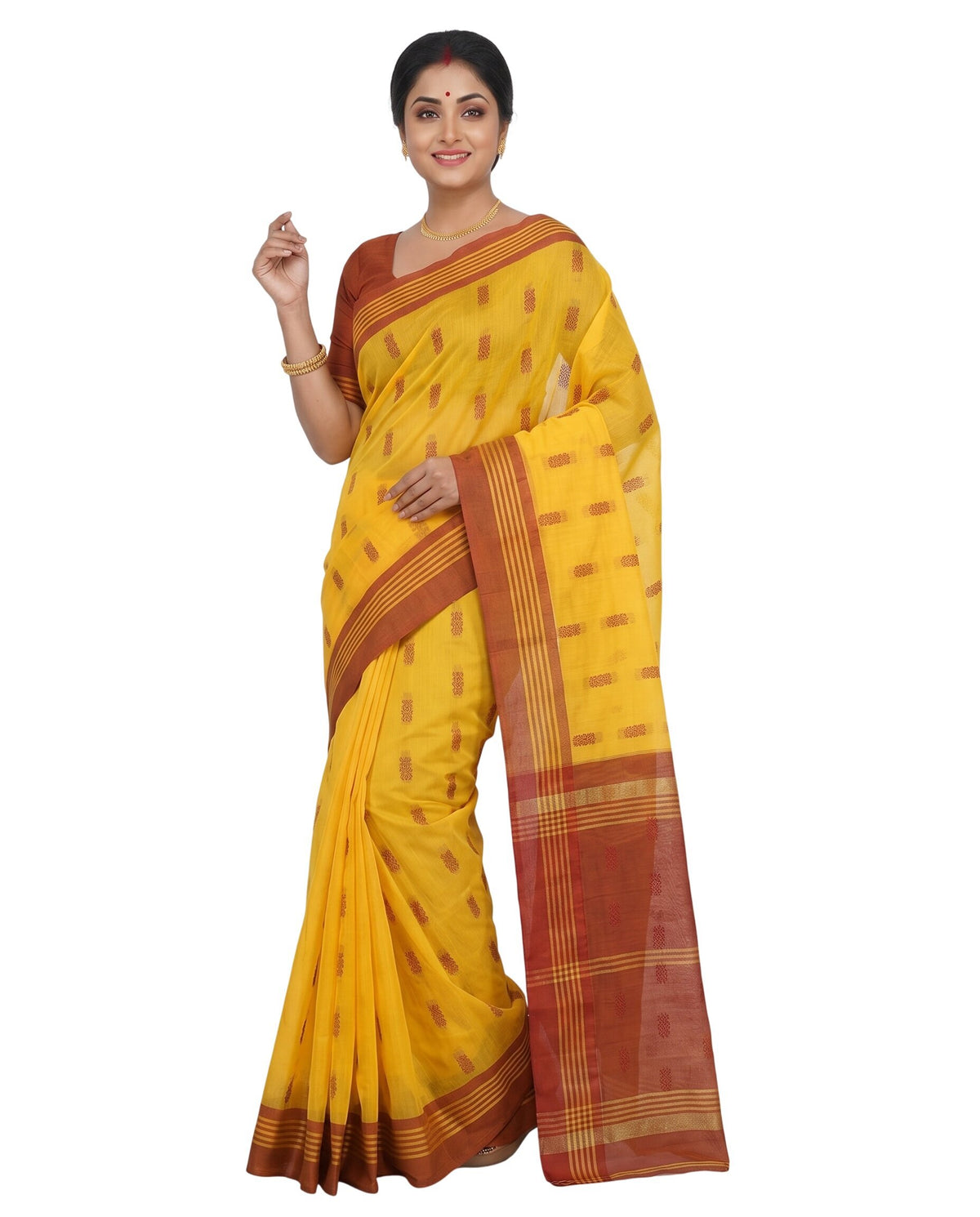 Pradip Fabrics Woven Tant Cotton Jute Saree
