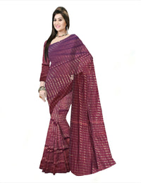 Pradip Fabrics Self Design Handloom Cotton Linen Saree (Maroon)