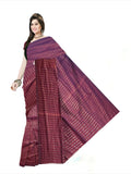Pradip Fabrics Self Design Handloom Cotton Linen Saree (Maroon)