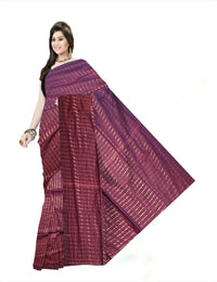 Pradip Fabrics Self Design Handloom Cotton Linen Saree (Maroon)