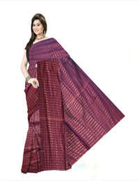 Pradip Fabrics Self Design Handloom Cotton Linen Saree (Maroon)