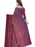 Pradip Fabrics Self Design Handloom Cotton Linen Saree (Maroon)
