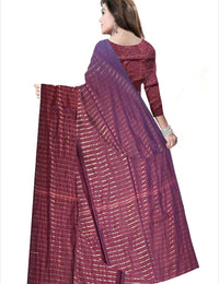 Pradip Fabrics Self Design Handloom Cotton Linen Saree (Maroon)