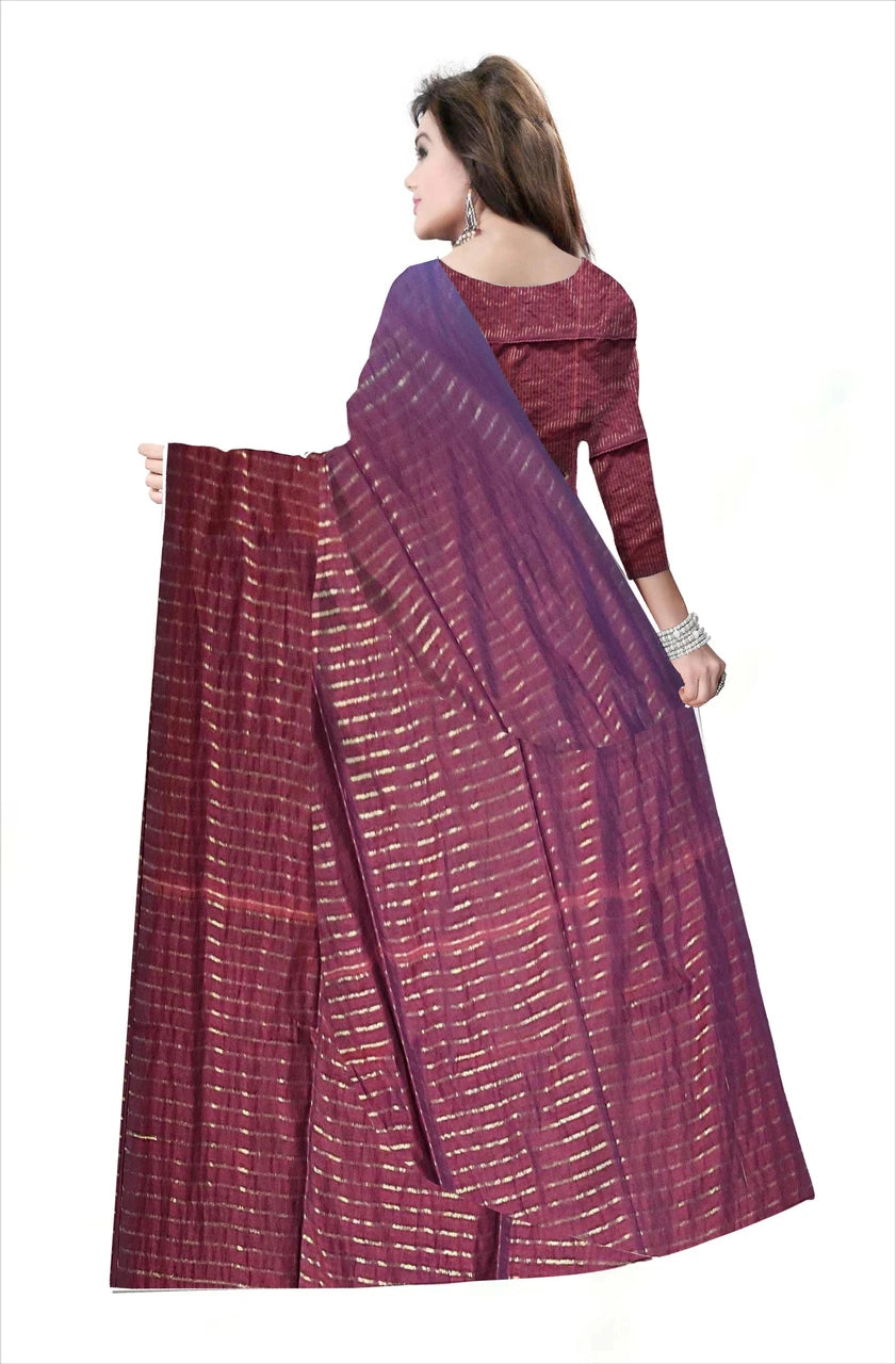 Pradip Fabrics Self Design Handloom Cotton Linen Saree (Maroon)