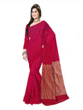 Pradip Fabrics Self Design Handloom Cotton Linen Saree (Maroon)