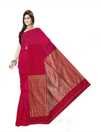Pradip Fabrics Self Design Handloom Cotton Linen Saree (Maroon)
