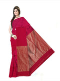 Pradip Fabrics Self Design Handloom Cotton Linen Saree (Maroon)