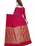 Pradip Fabrics Self Design Handloom Cotton Linen Saree (Maroon)