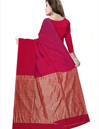 Pradip Fabrics Self Design Handloom Cotton Linen Saree (Maroon)