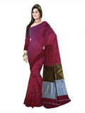Pradip Fabrics Self Design Handloom Cotton Linen Saree (Maroon)