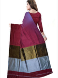 Pradip Fabrics Self Design Handloom Cotton Linen Saree (Maroon)