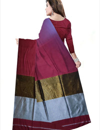 Pradip Fabrics Self Design Handloom Cotton Linen Saree (Maroon)
