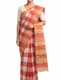 Pradip Fabrics Checkered Tant Pure Cotton Saree