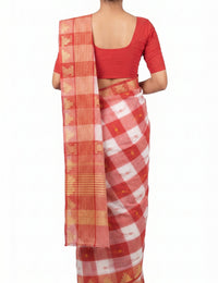 Pradip Fabrics Checkered Tant Pure Cotton Saree