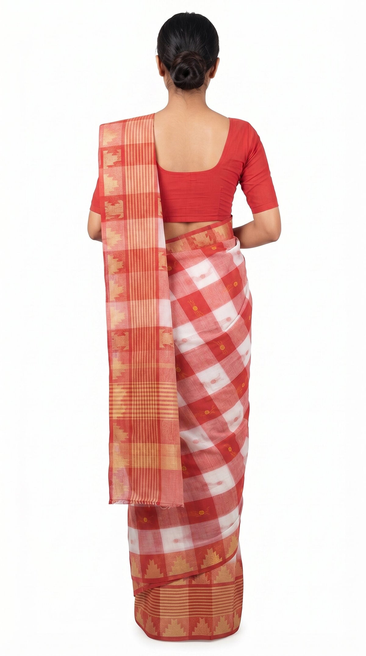 Pradip Fabrics Checkered Tant Pure Cotton Saree