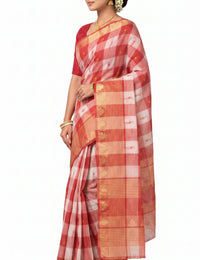 Pradip Fabrics Checkered Tant Pure Cotton Saree