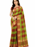 Pradip Fabrics Checkered Tant Pure Cotton Saree