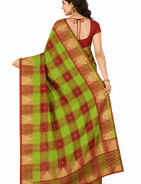 Pradip Fabrics Checkered Tant Pure Cotton Saree