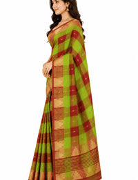 Pradip Fabrics Checkered Tant Pure Cotton Saree