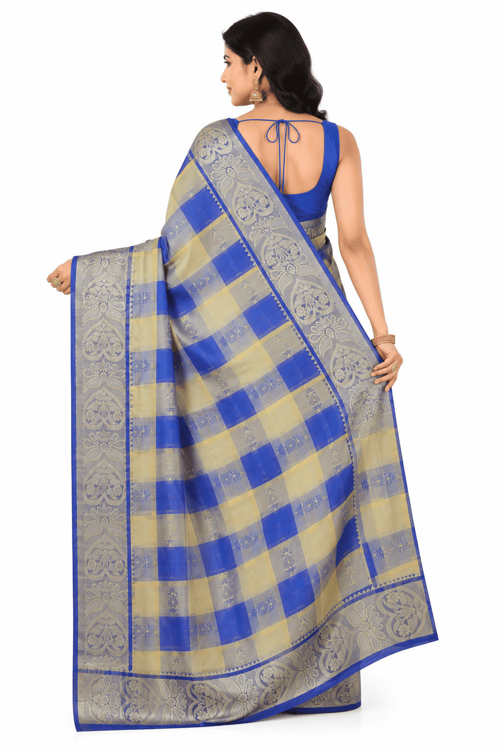 Pradip Fabrics Checkered Tant Pure Cotton Saree