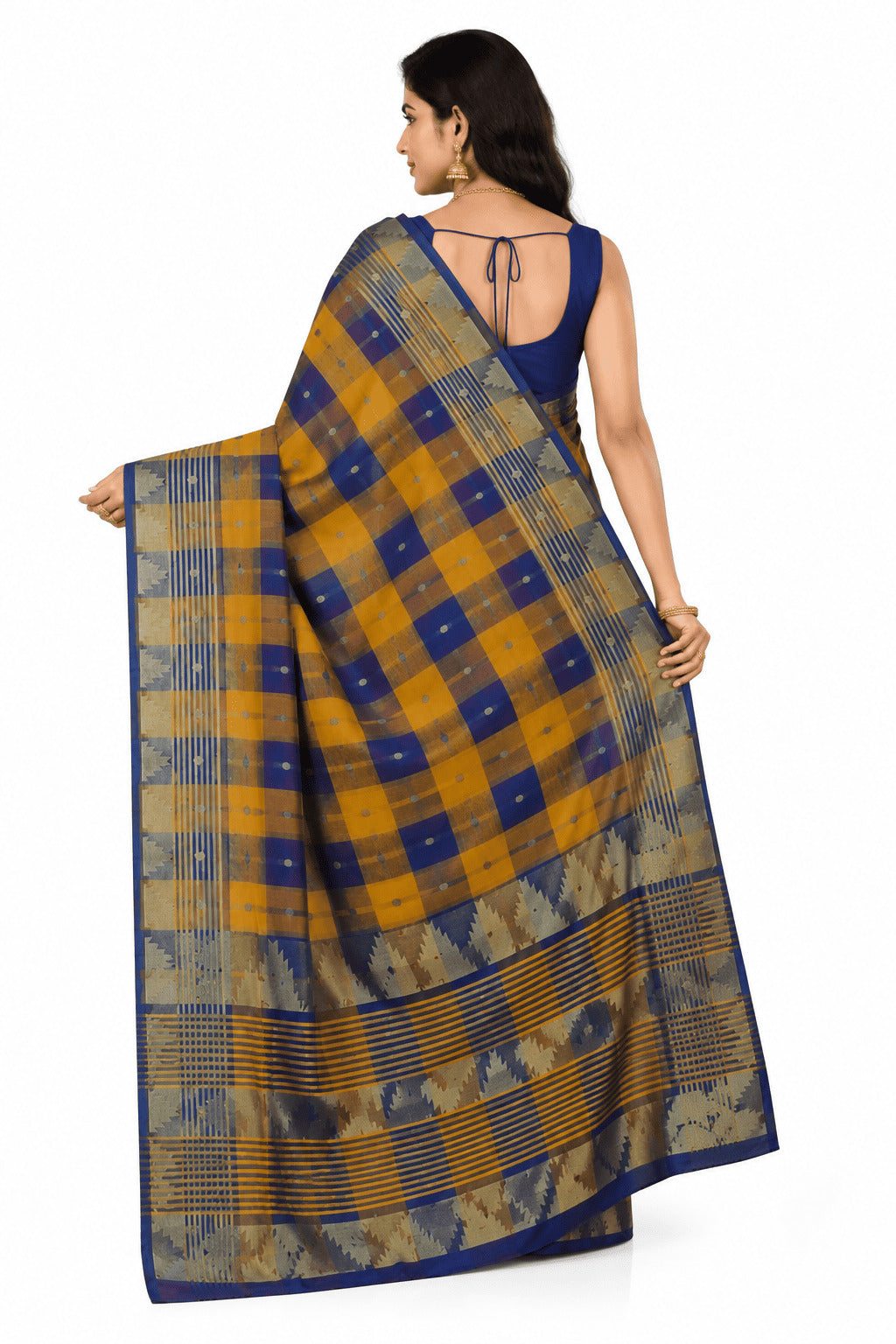 Pradip Fabrics Checkered Tant Pure Cotton Saree