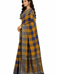 Pradip Fabrics Checkered Tant Pure Cotton Saree