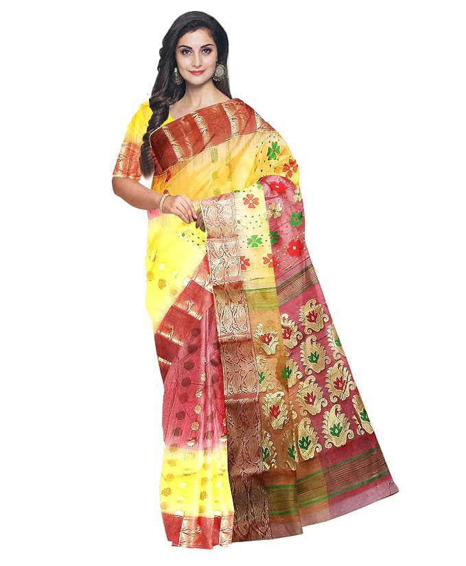 Pradip Fabrics Handloom Tant Baluchuri Saree for Women