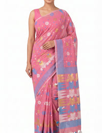 Pradip Fabrics Floral Print Jamdani Cotton Silk Saree