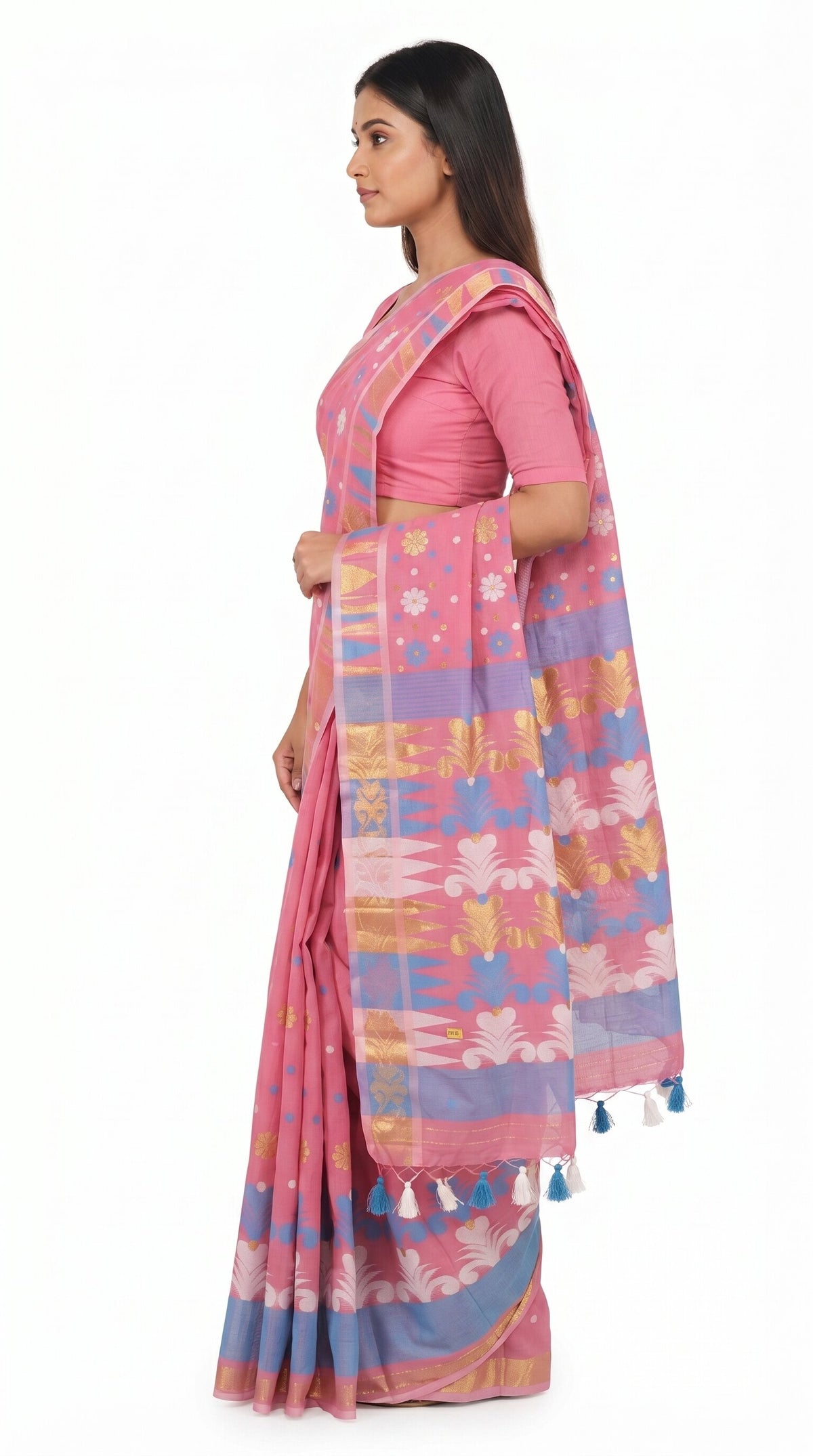 Pradip Fabrics Floral Print Jamdani Cotton Silk Saree